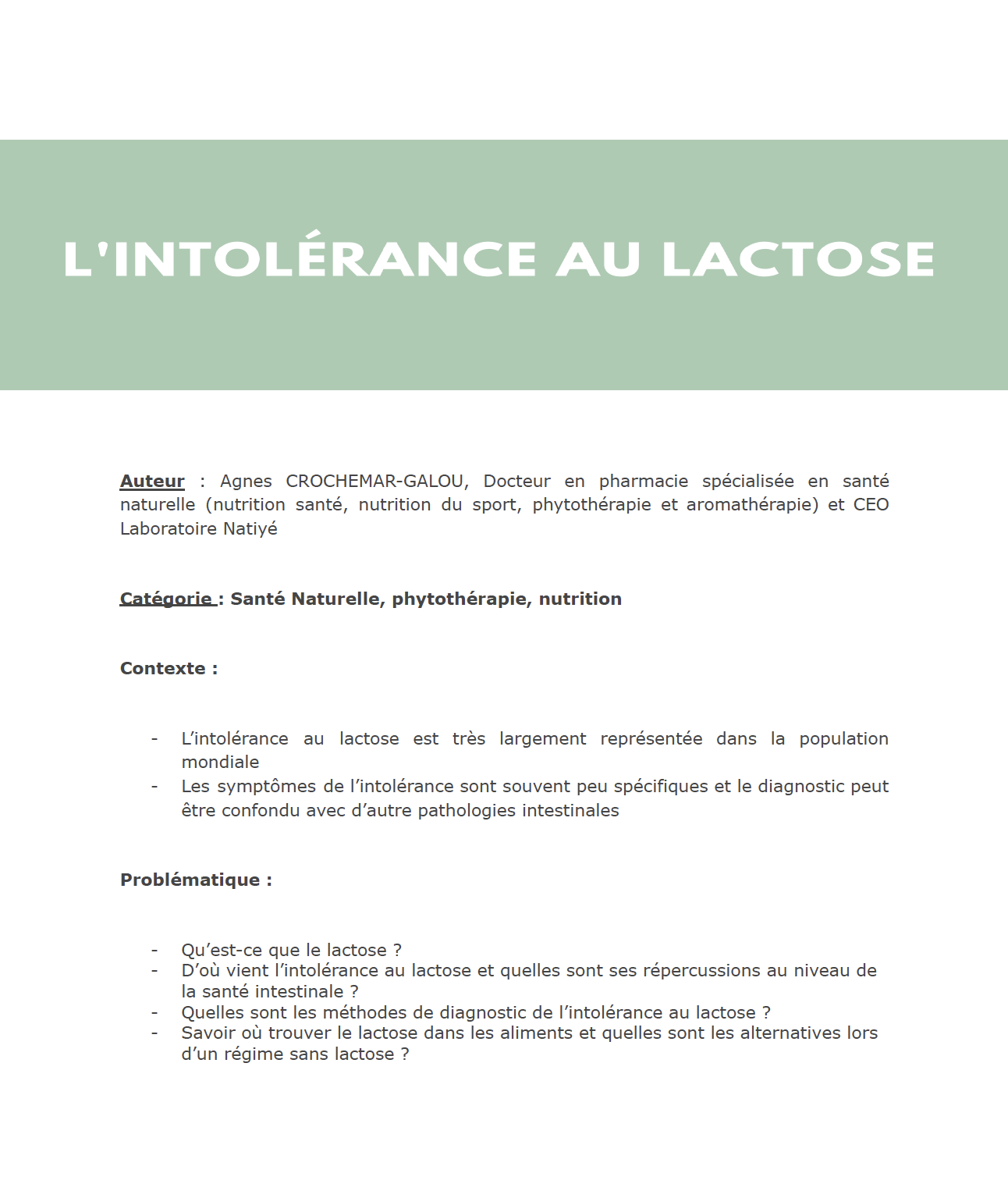 lactose intolérance